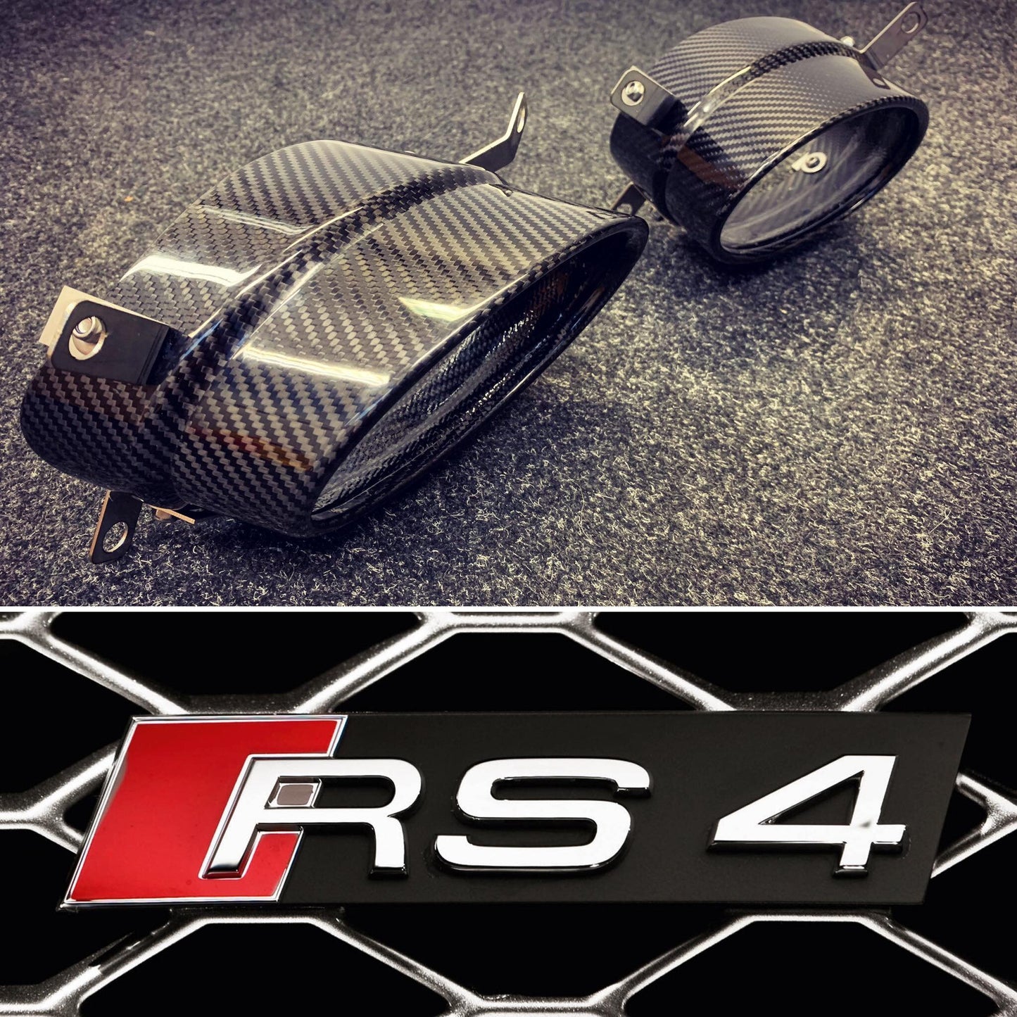 AUDI RS4 (2012-2015) B8 B8.5 Adjustable Fit Carbon Fibre Exhaust Tip Tail Pipe for 4.2L V8 FSI