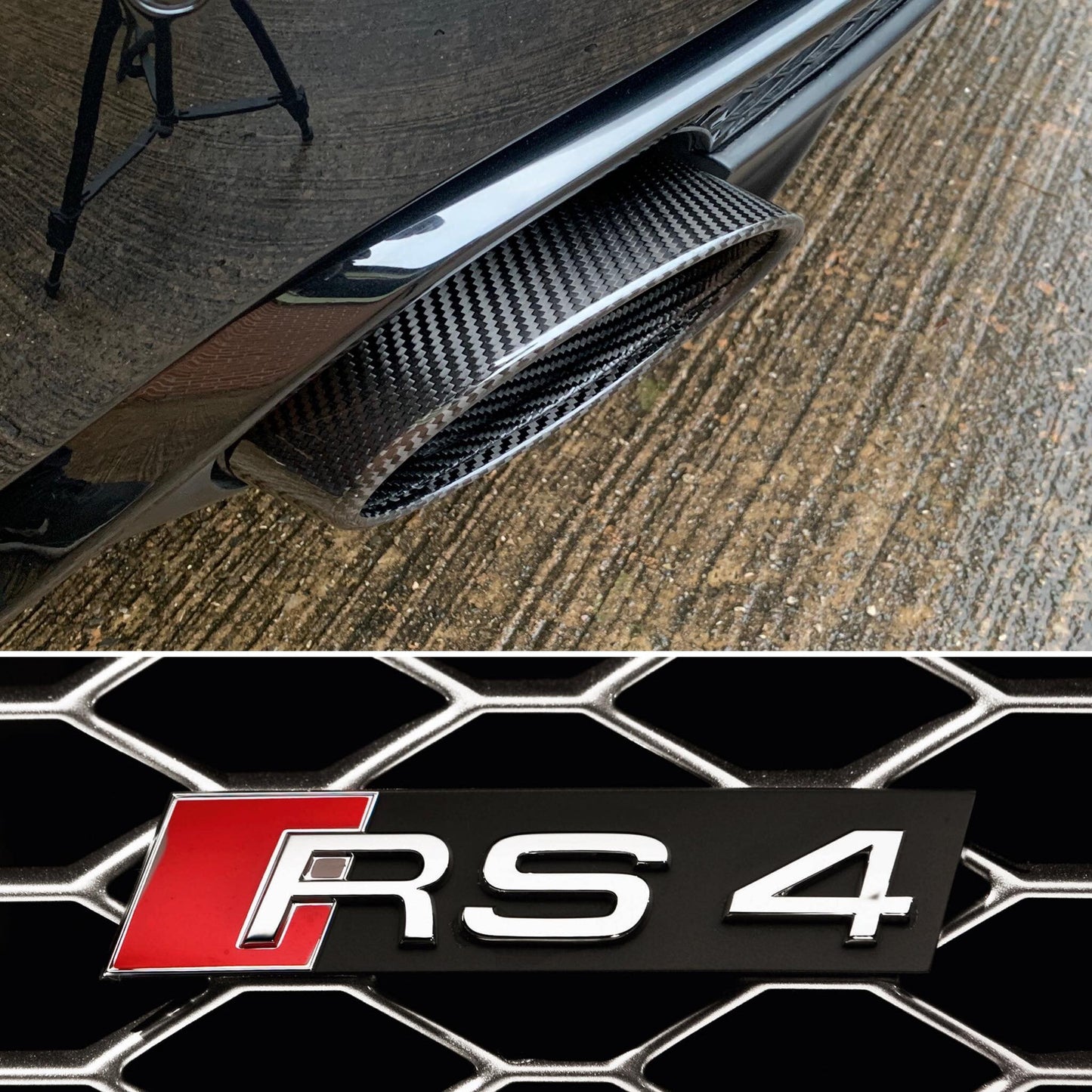 AUDI RS4 (2012-2015) B8 B8.5 Adjustable Fit Carbon Fibre Exhaust Tip Tail Pipe for 4.2L V8 FSI